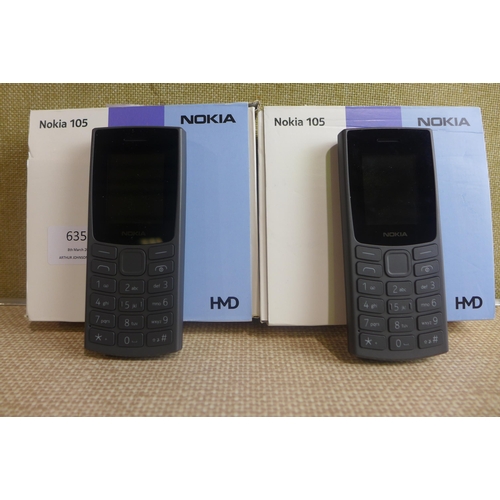 6353 - Two Nokia 105 dual sim mobile phones, model no: TA-1557 *This lot is subject to VAT