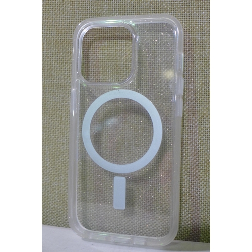 6373 - Otterbox Symmetry+ series clear sparkle iPhone 14 Pro MagSafe phone case *This lot is subject to VAT