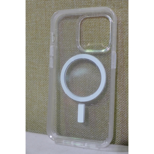 6373 - Otterbox Symmetry+ series clear sparkle iPhone 14 Pro MagSafe phone case *This lot is subject to VAT