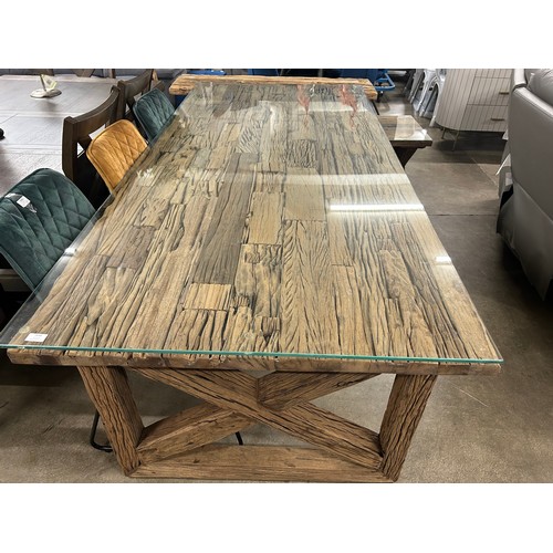 3046 - A natural sleeper 220cm dining table *This lot is subject to VAT