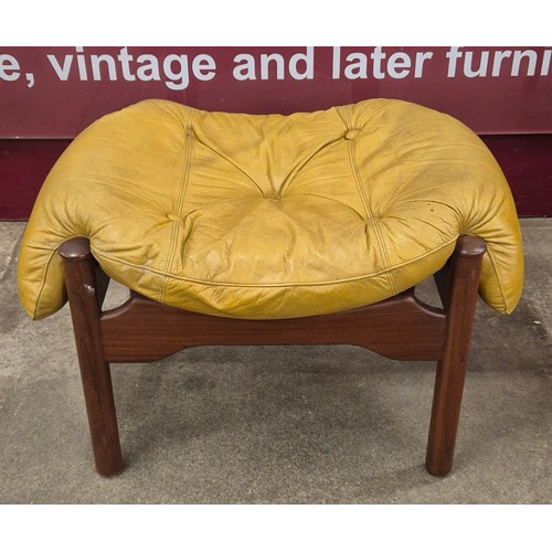 26 - A Guy Rogers teak and mustard leather Santa Fe footstool