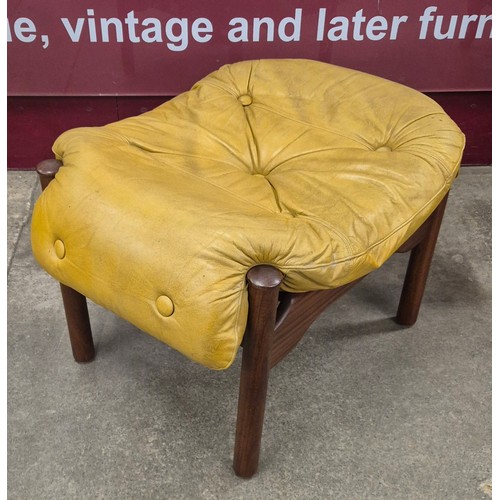 26 - A Guy Rogers teak and mustard leather Santa Fe footstool