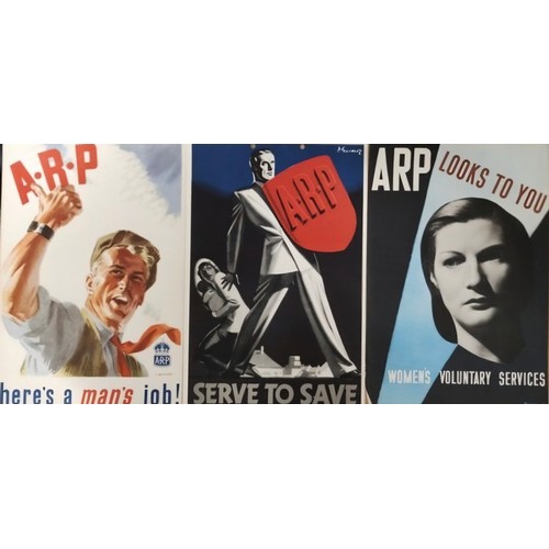 434 - A group of three original World War II ARP recruitment posters