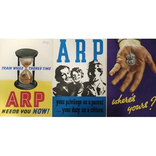 438 - A group of three original World War II ARP recruitment posters