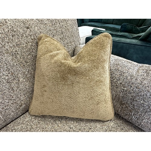 3022 - A natural woven three seater sofa with wooden accents