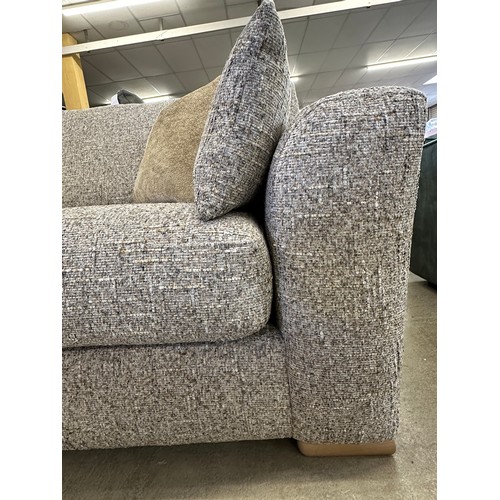 3022 - A natural woven three seater sofa with wooden accents