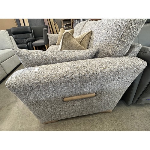 3022 - A natural woven three seater sofa with wooden accents