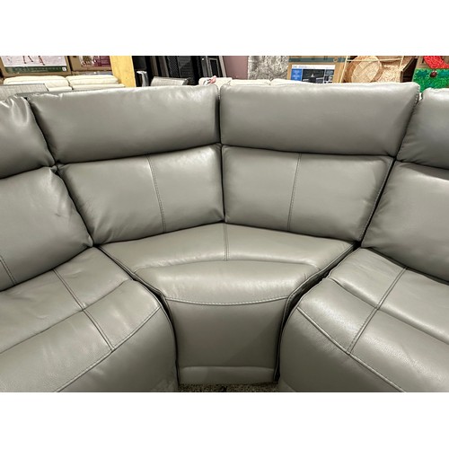 3110 - A Hadley mushroom leather sectional electric reclining corner sofa, original RRP £1666.66 + VAT (422... 