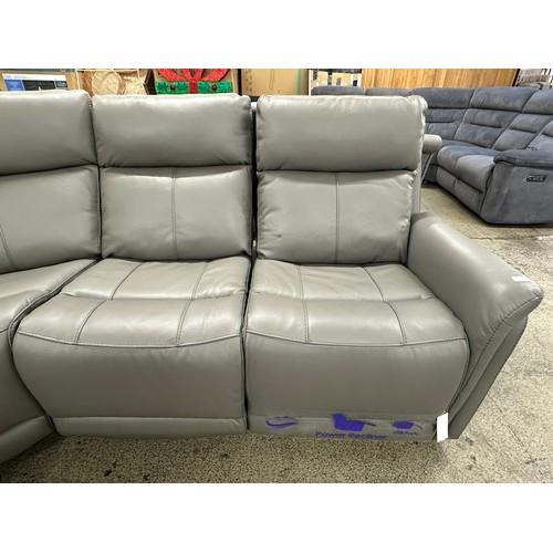 3110 - A Hadley mushroom leather sectional electric reclining corner sofa, original RRP £1666.66 + VAT (422... 