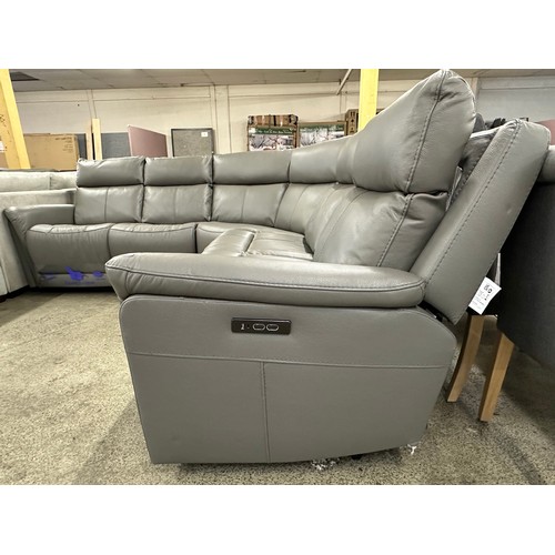 3110 - A Hadley mushroom leather sectional electric reclining corner sofa, original RRP £1666.66 + VAT (422... 