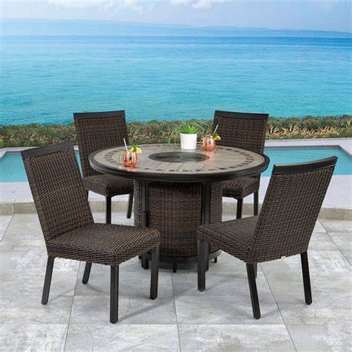 3147 - An Agio Conway 5 piece round dining set (table top damaged), original RRP £499.99 + VAT 4213-2) *Thi... 