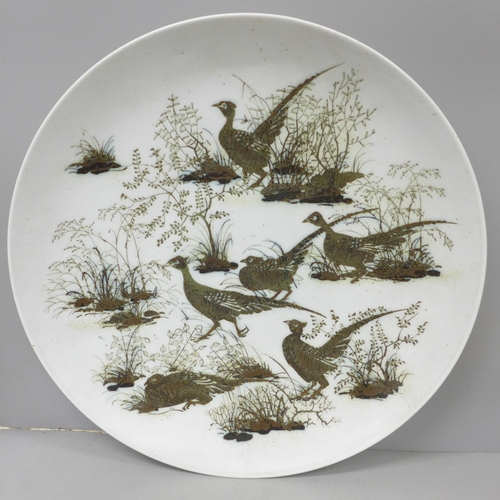 2001 - A Royal Copenhagen pottery charger, 36cm diameter, from the 'Diana' series with pheasants design by ... 