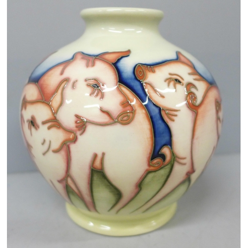 2008 - A Moorcroft ‘Fowler’s Farm Pig’ vase, 11cm, second