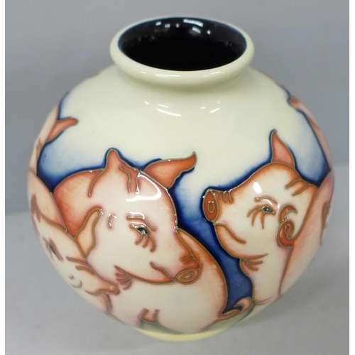 2008 - A Moorcroft ‘Fowler’s Farm Pig’ vase, 11cm, second