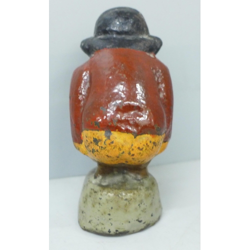 2020 - An American c1900 painted cast iron novelty door stop, 11cm, 1.08kg