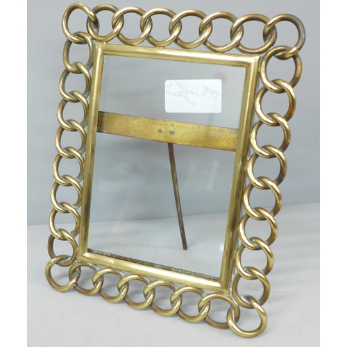 2024 - An antique brass chain link photograph frame, 16cm wide