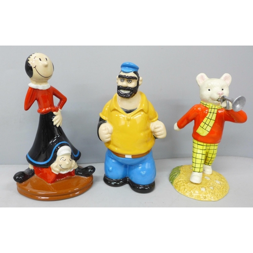 2056 - Two Wade Popeye character figures, Brutus and Olive Oyl with Swee’ Pea, and a Royal Doulton Rupert’s... 