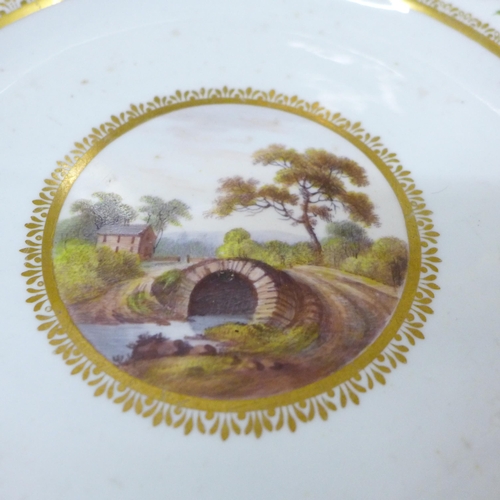 2062 - Two hand decorated 19th Century Derby plates, circular plate 