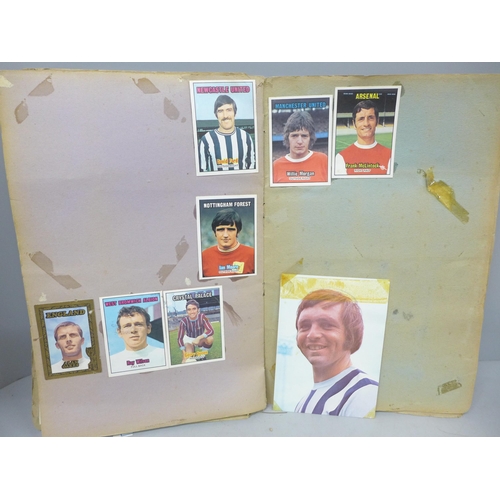 2081 - A football scrap book, mainly collectors cards, stuck in, some newspaper cuttings