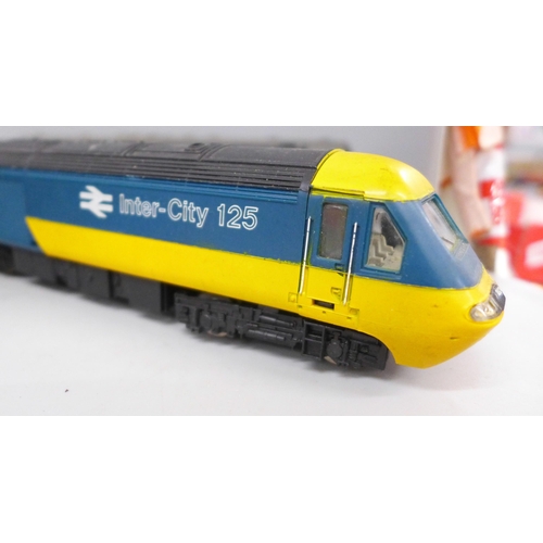 2084 - Four Hornby model diesel locomotives including two Inter-City 125, six carriages and a restaurant ca... 