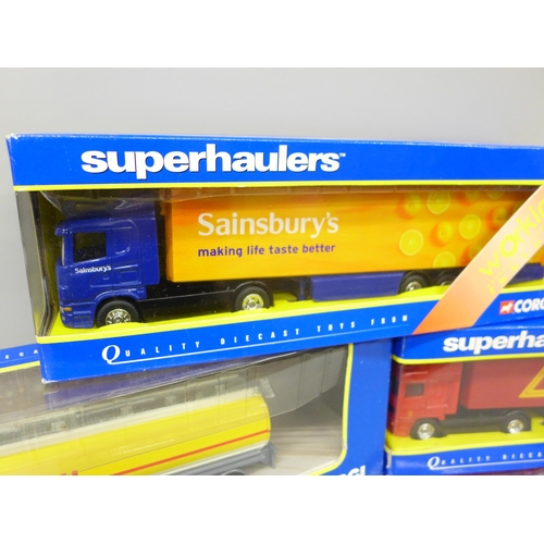 2086 - Five Corgi Super Haulers lorries, working features, all boxed