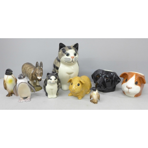 2087 - A collection of nine ceramic animals, two Goebel penguins, a Bing & Grondahl penguin and six Quail p... 