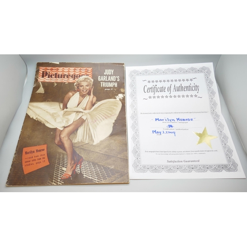 2173 - Marilyn Monroe Picturgoer magazine, autographed by Marilyn Monroe with certificate of authenticity