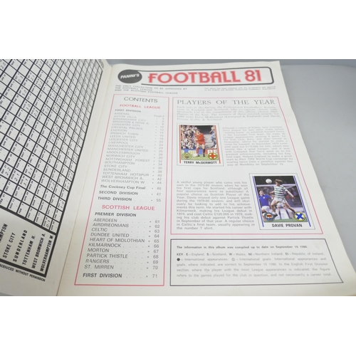 2177 - Panini Football sticker albums, 1981 to 1989, 1981 lacking 29 stickers, all the others empty or with... 