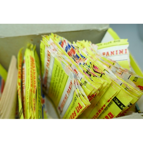 2180 - Approximately 260 Panini 81 Football stickers, many empty envelopes and used sticker backs and a ret... 