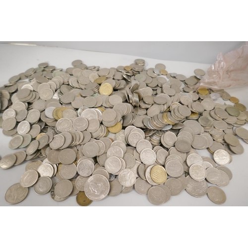 2221 - A box of assorted coins, two WWI Victory medals, etc.