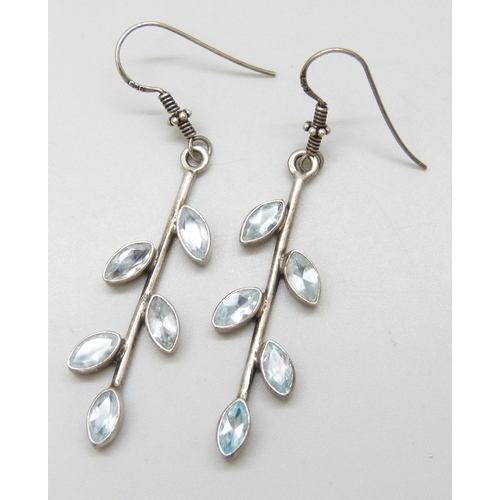 7071 - A silver and topaz necklace and earrings set, 29g,