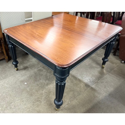 240 - A Victorian mahogany and charcoal painted extending dining table