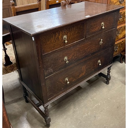 136 - An early 20th century oak barleytwist chest of drawers