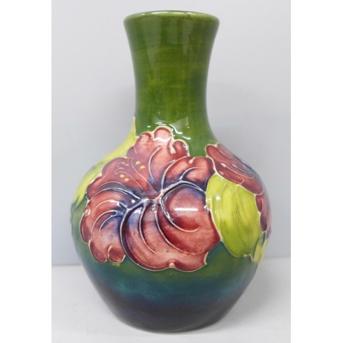 2006 - A Moorcroft green ground Hibiscus pattern vase