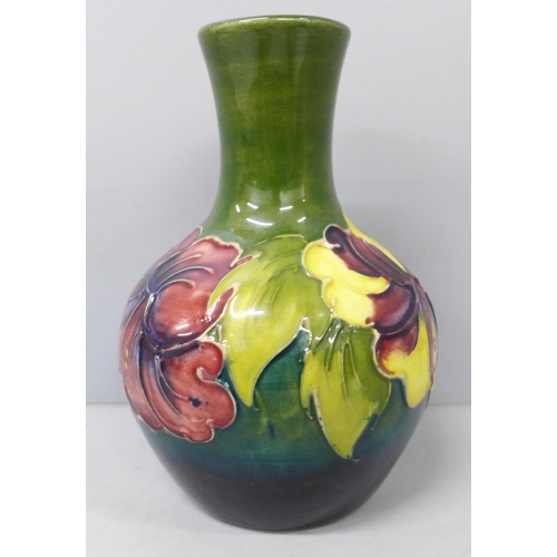 2006 - A Moorcroft green ground Hibiscus pattern vase