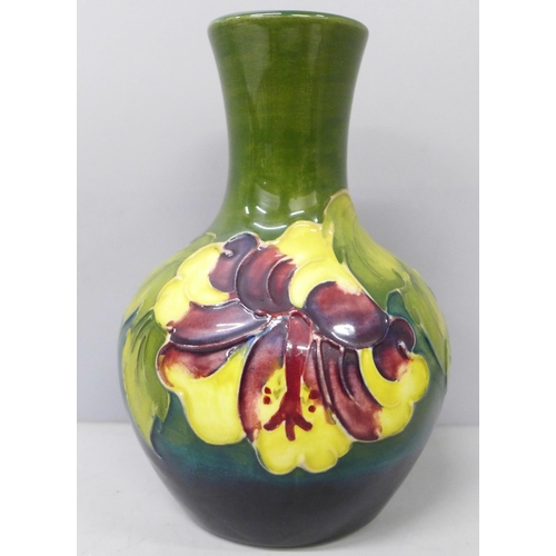 2006 - A Moorcroft green ground Hibiscus pattern vase