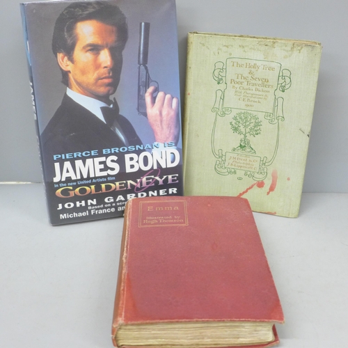 2018 - Three volumes; 1996 First Edition James Bond Goldeneye, The Holly Tree and The Seven Poor Travellers... 