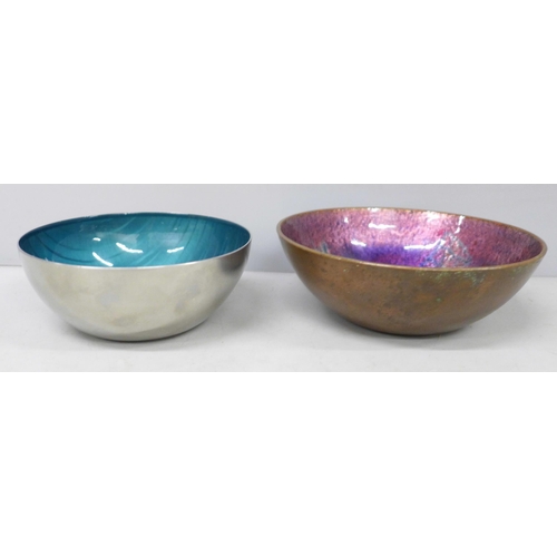 2026 - Two Norwegian enamel coated bowls, one by Bjorn Engo the other from the 