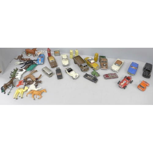 2049 - A collection of die-cast model vehicles including Dinky and Corgi, also mainly animal figures includ... 