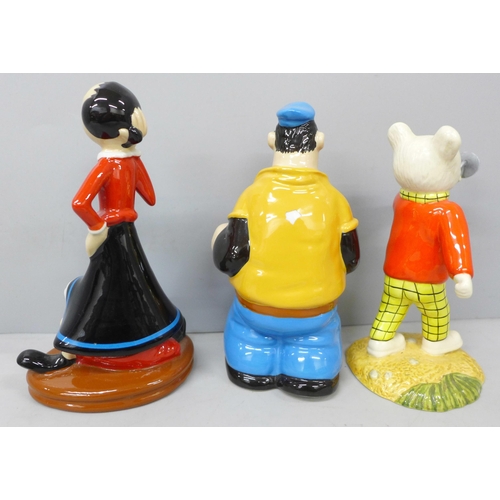 2056 - Two Wade Popeye character figures, Brutus and Olive Oyl with Swee’ Pea, and a Royal Doulton Rupert’s... 