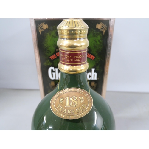 2102 - One bottle; Single Malt Glenfiddich Scotch Whisky, aged 18 years, in presentation decanter and boxed