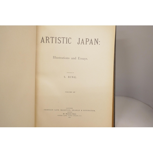 2111 - Artistic Japan, four volumes, S Bing, 1890, half cloth, pictorial paper sides