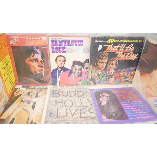 2129 - A collection of LP records to include, Elvis Presley, Buddy Holly, Johnny Cash, Roy Orbison, etc., 3... 