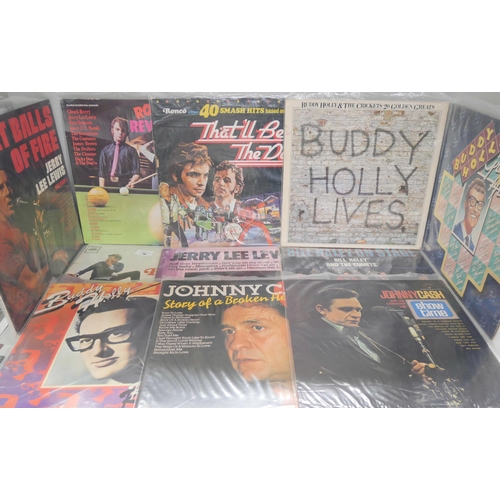 2155 - A collection of record albums, includes Elvis Presley, Buddy Holly, Bill Hayley, Chuck Berry and Jer... 