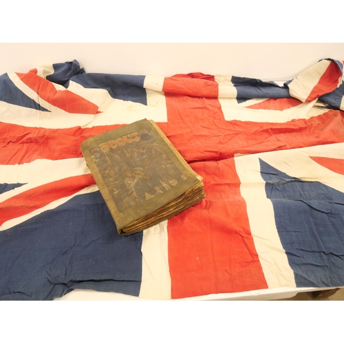 2164 - A Union Jack flag measuring approximately 110cm x 200cm, and a Scout album of comics