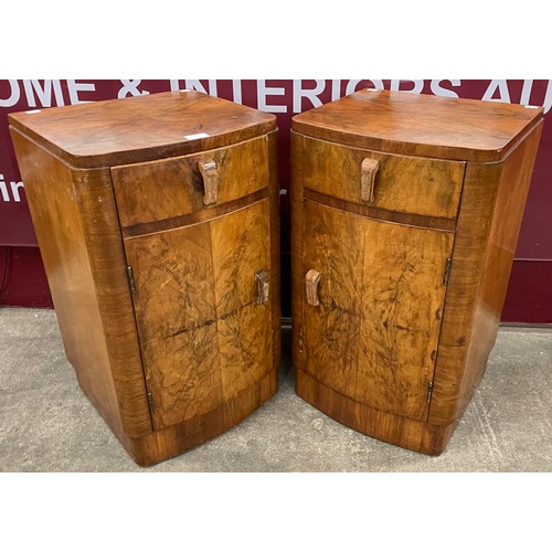 140 - A pair of Art Deco walnut pot cupboards