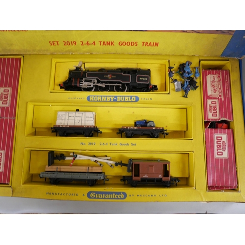 2245 - A Hornby Dublo 2-rail model train set, 00 gauge, set 2019, 2-6-4 Tank Goods Train, boxed