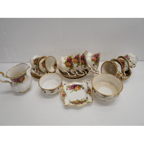 2248 - A collection of Royal Albert Old porcelain in Old Country Roses pattern including tea cups, coffee c... 