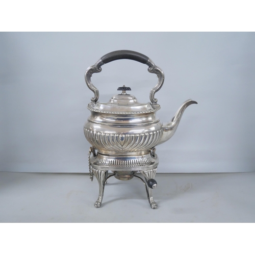 2260 - A 19th Century silver plated spirit kettle and stand with Elizabeth Jane Fairbairns mark to base