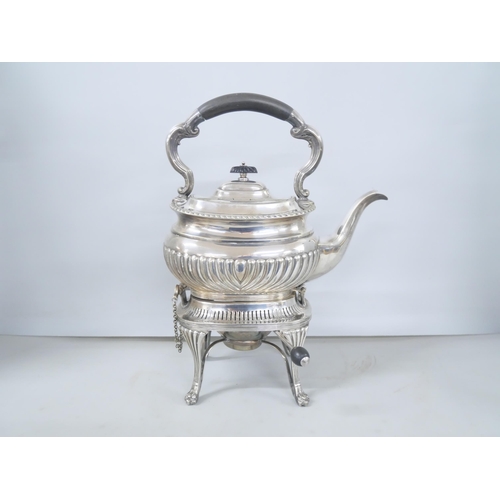 2260 - A 19th Century silver plated spirit kettle and stand with Elizabeth Jane Fairbairns mark to base